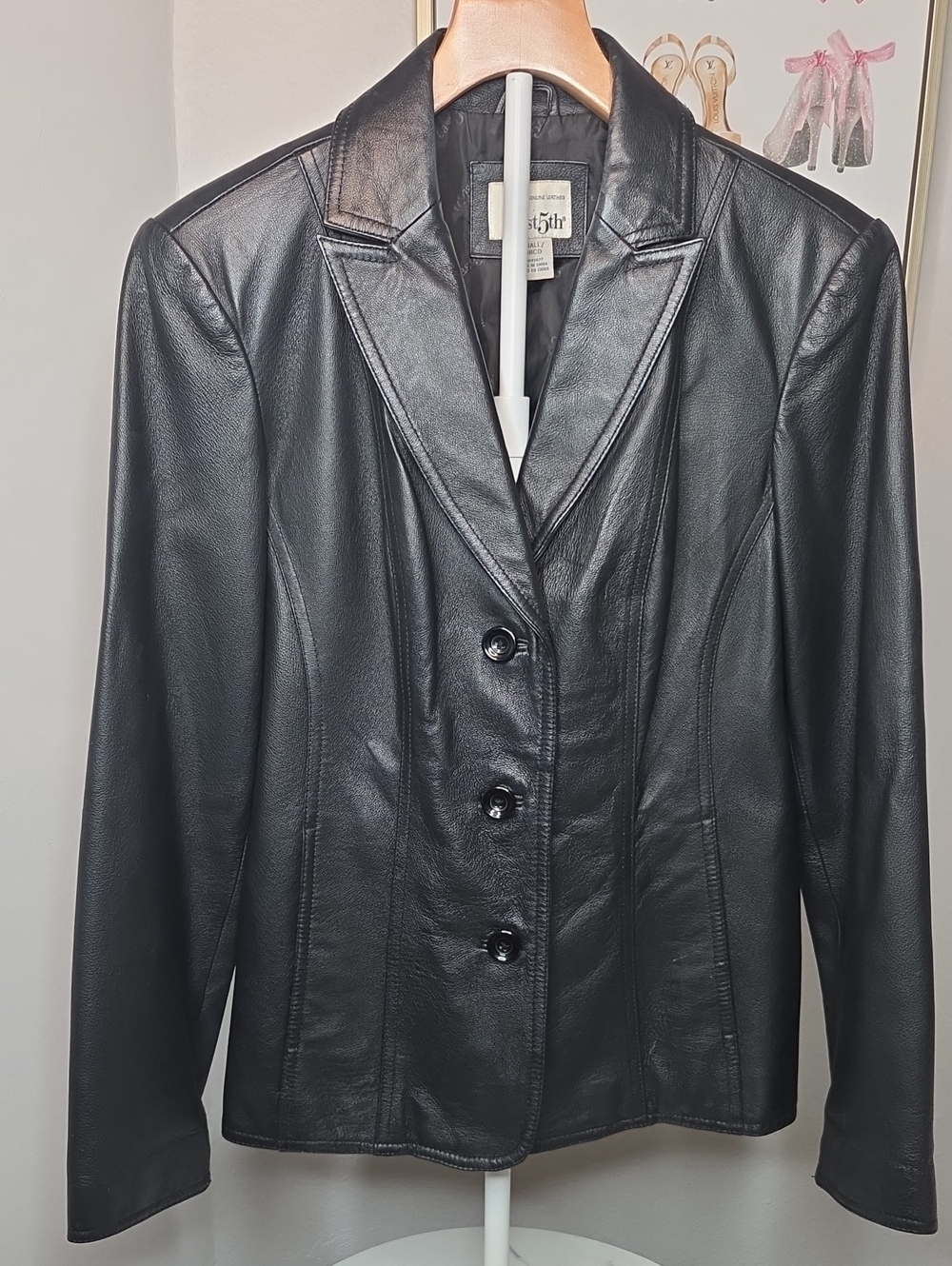 East 5th Black Leather Women's Blazer Jacket Size Small